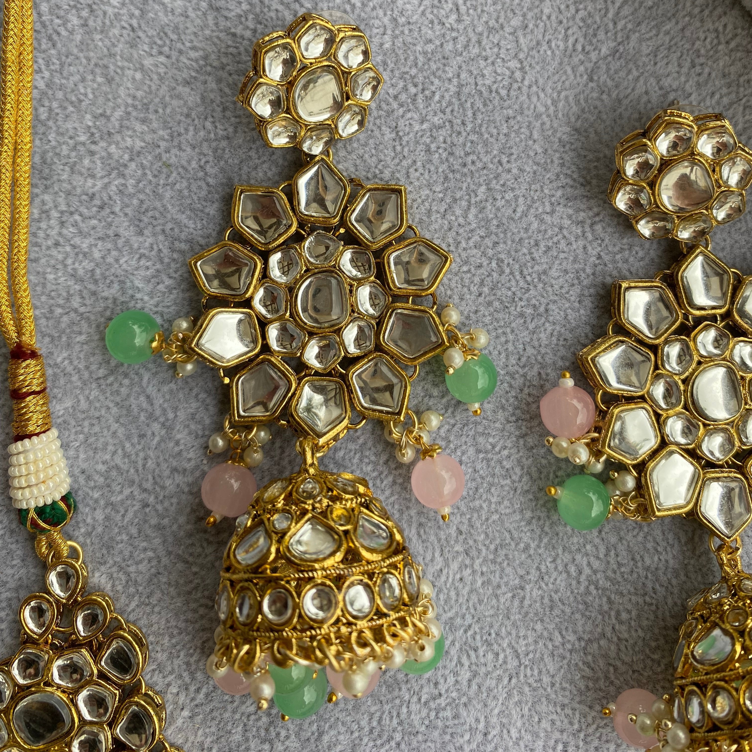 Mirror Kundan set 4 Jhumki