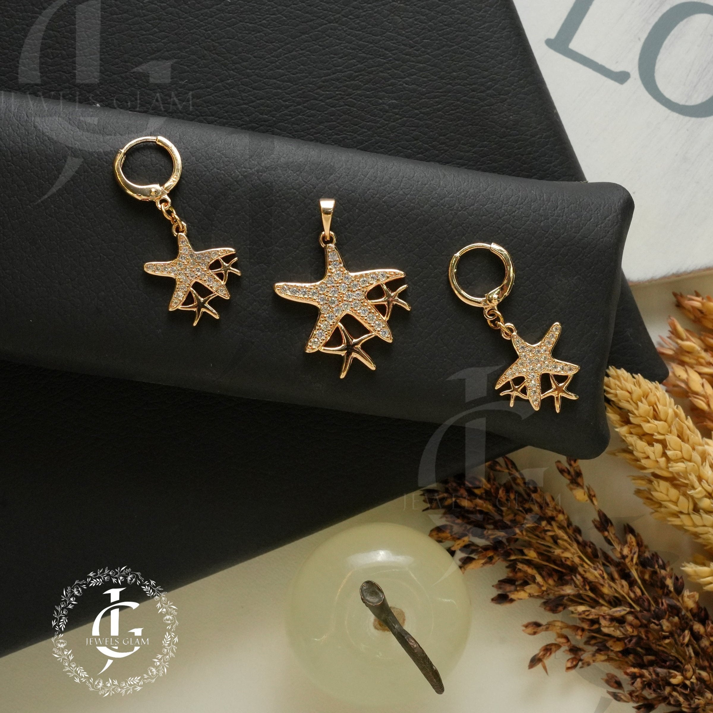 Star Shape Pendant with Earrings