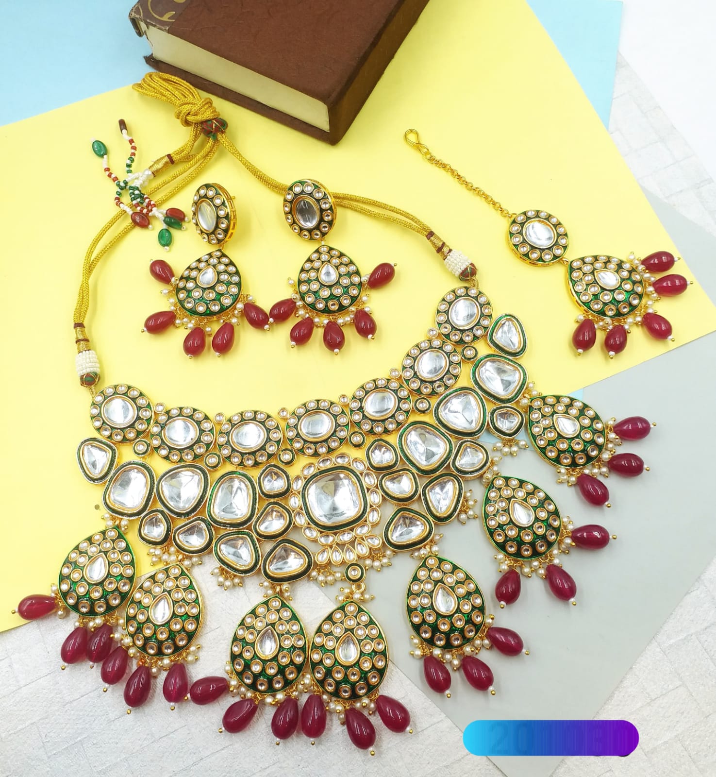 Red Polki Kundan Set