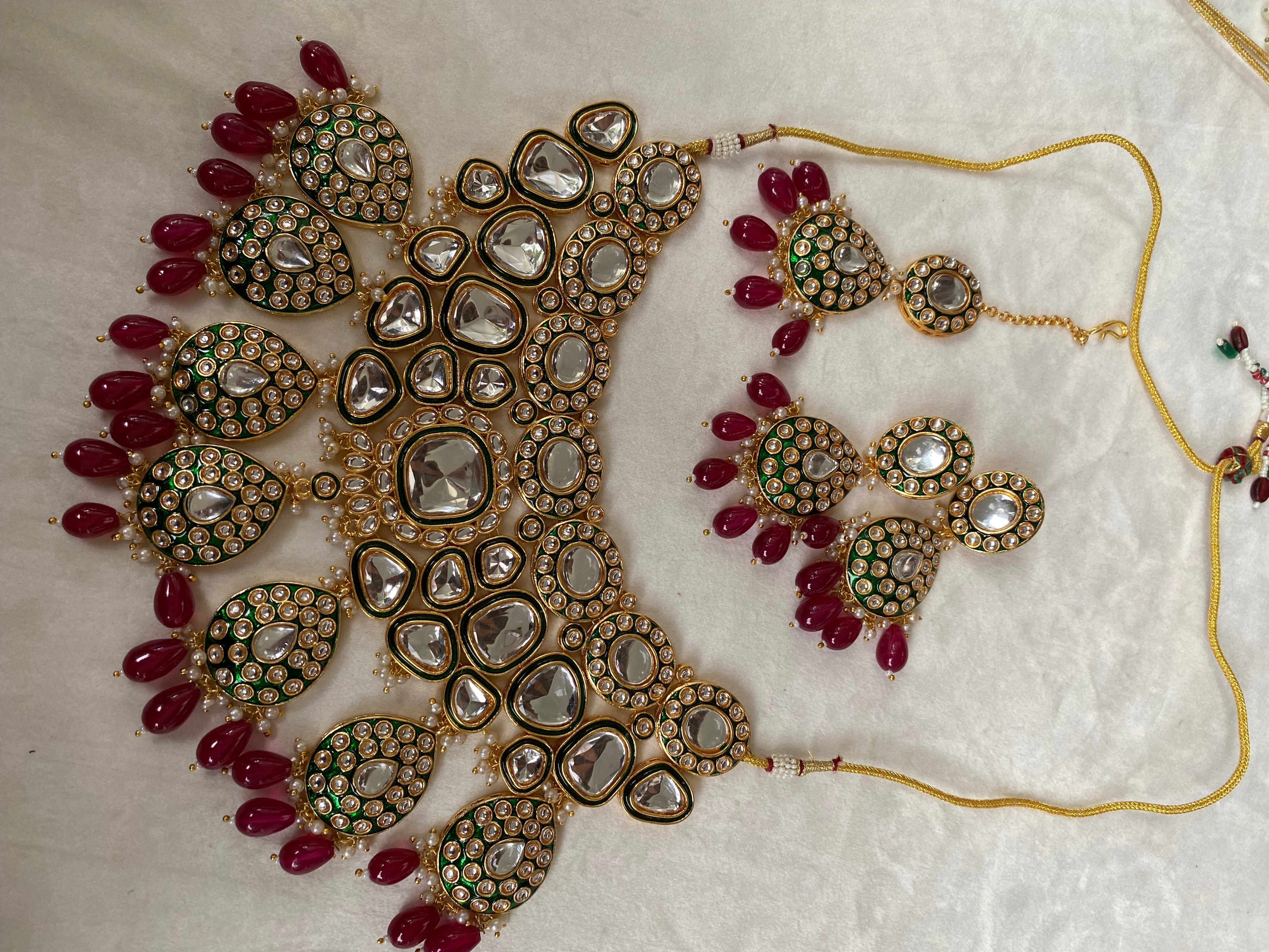 Red Polki Kundan Set