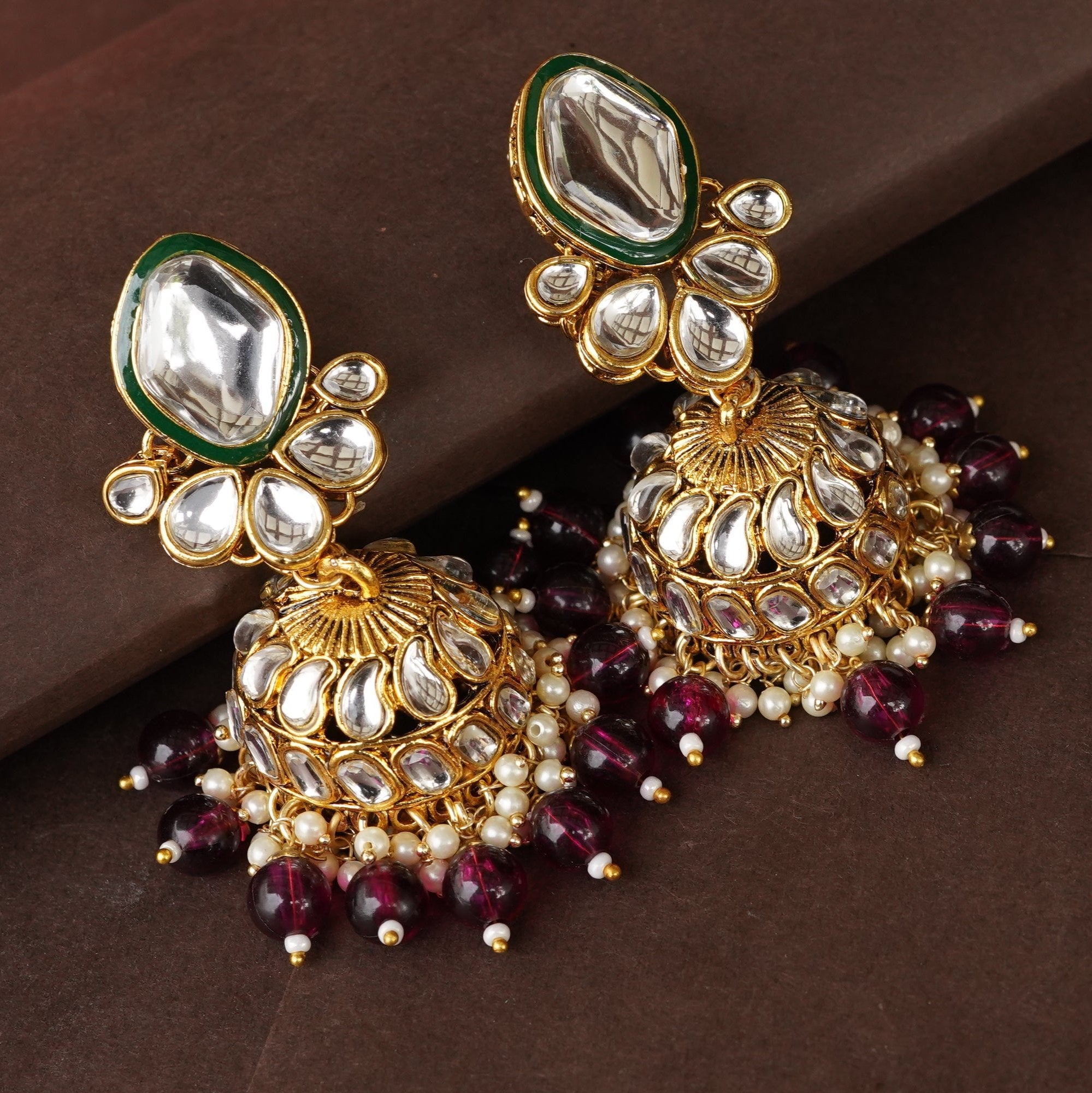 Magenta Kundan Bridal Jewelry Set