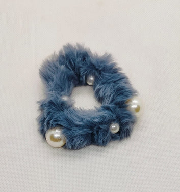 Fluffy Hair Ties With Pearls