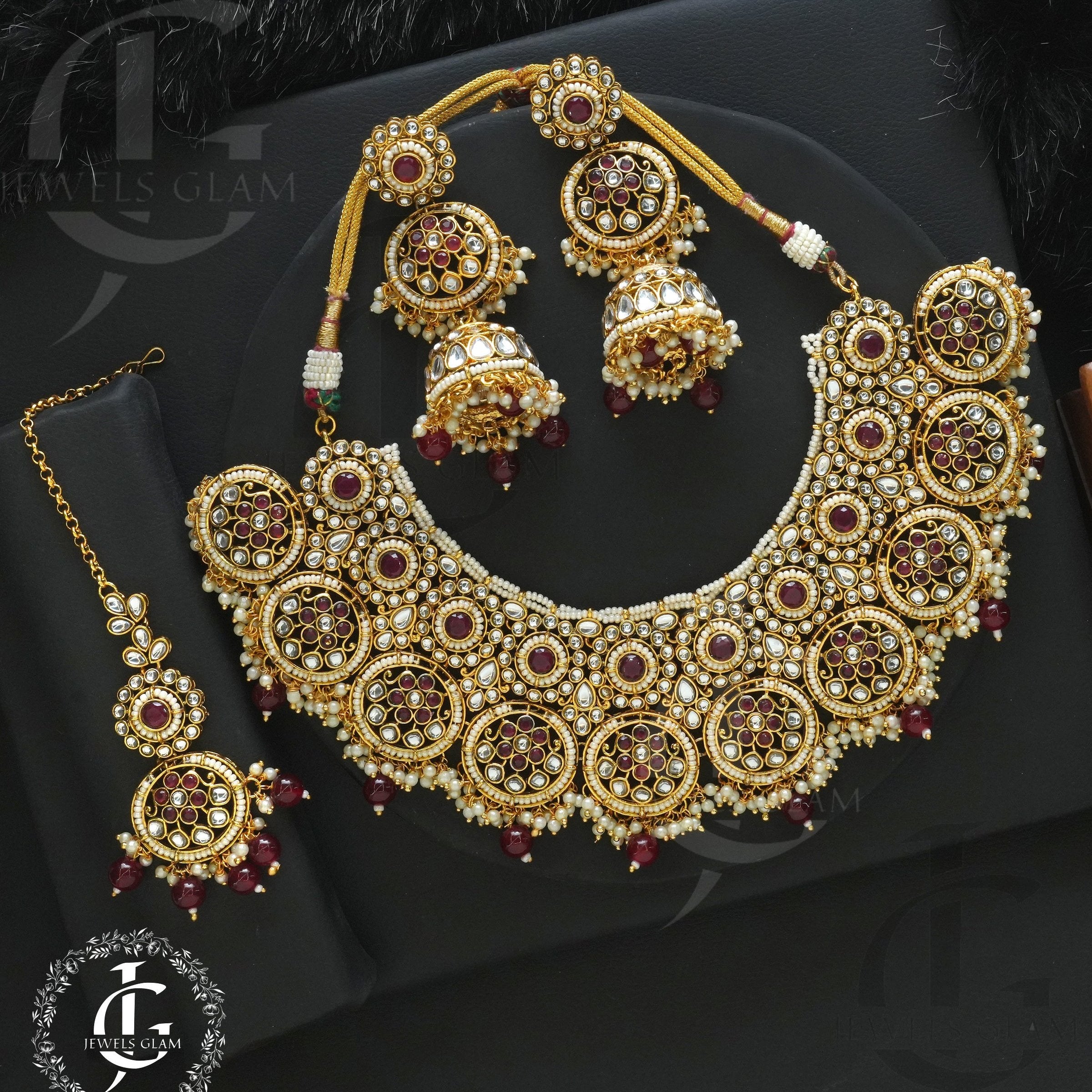 Kundan Bridal Set Maroon 1