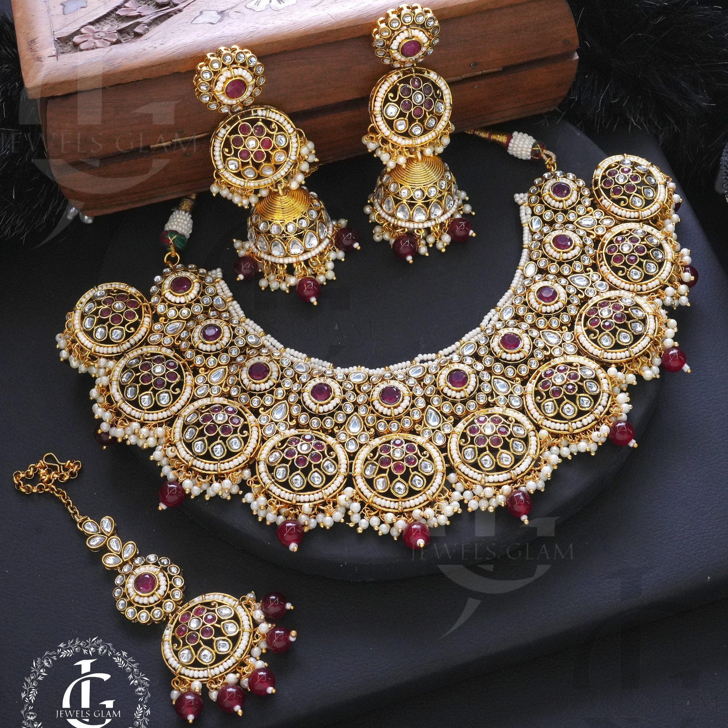 Kundan Bridal Set Maroon 2