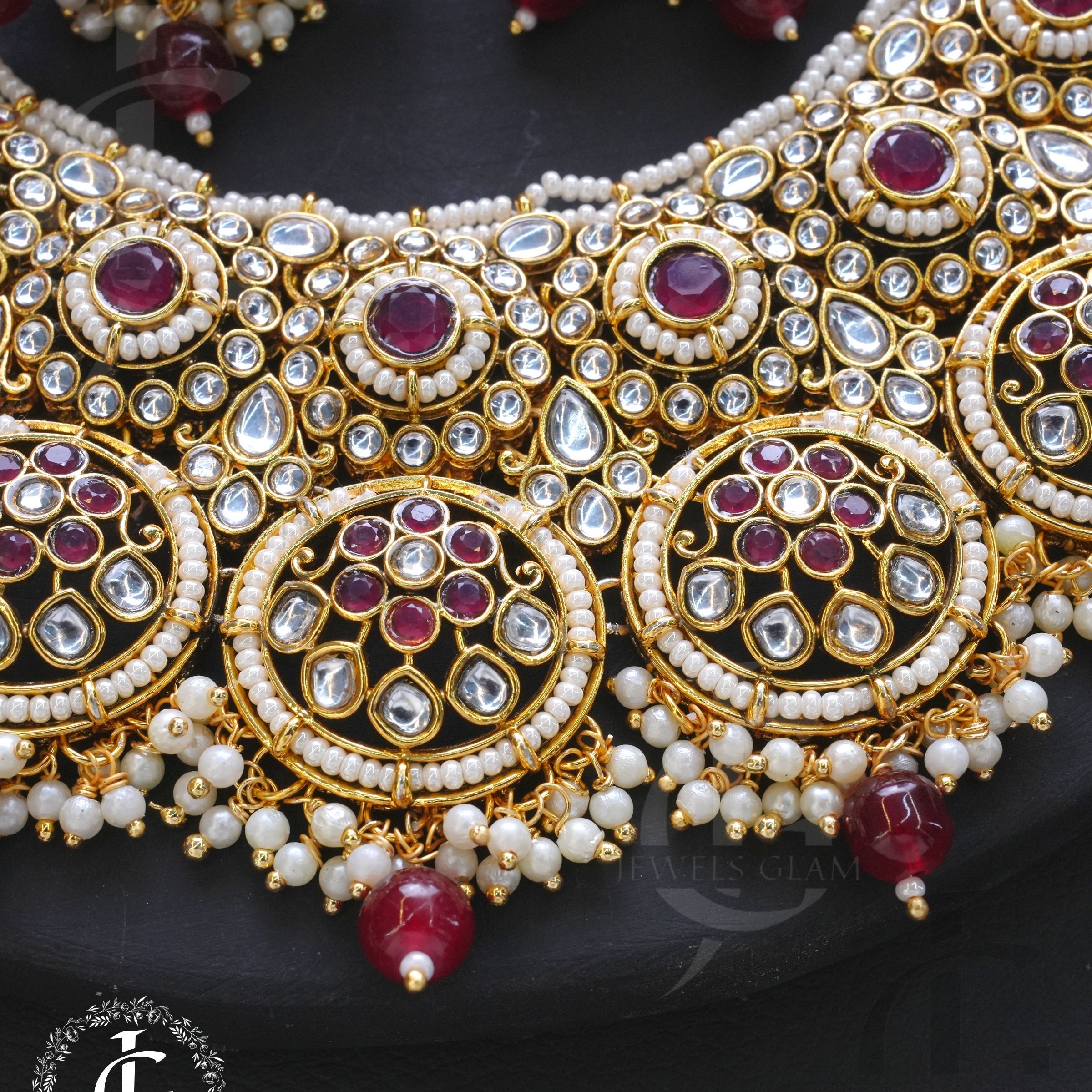 Kundan Bridal Set Maroon  4