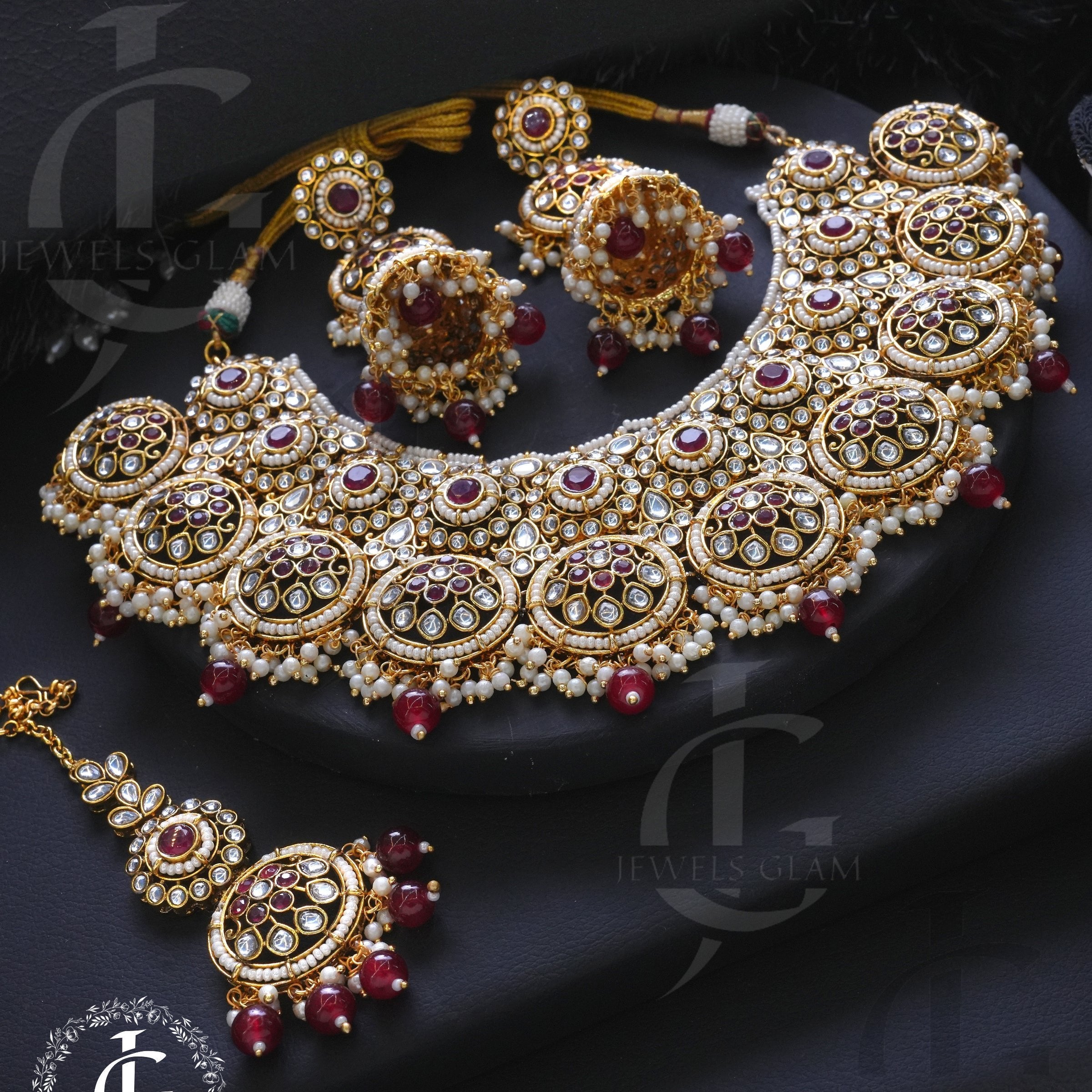 Kundan Bridal Set Maroon 3