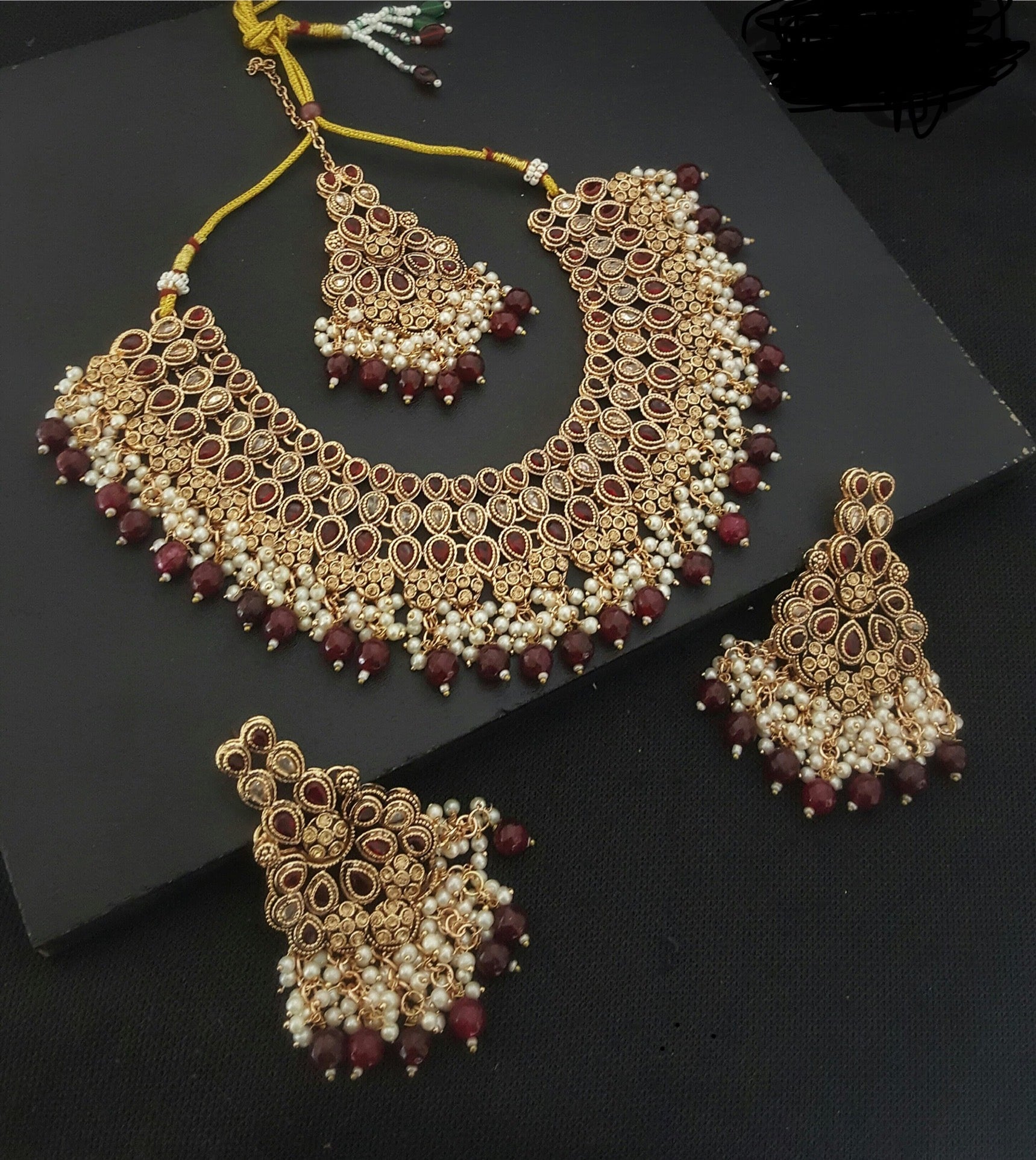 Red Bridal Set With Champaign Accents