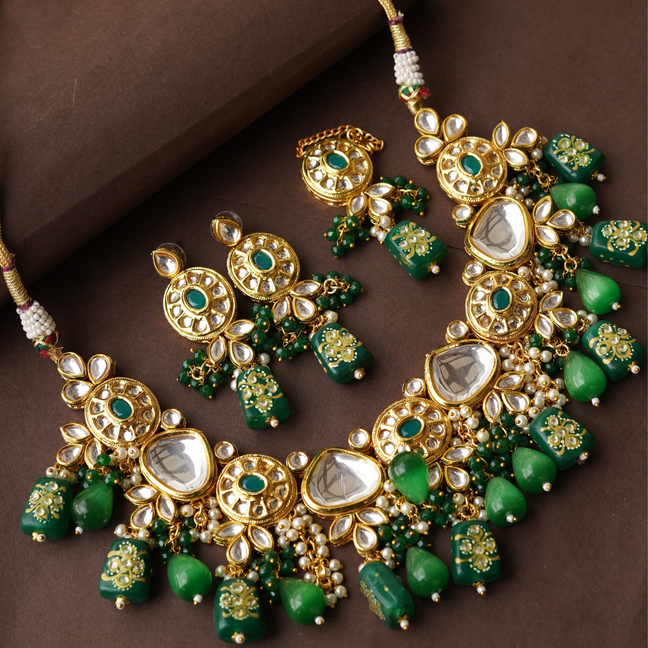 Deep Green Kundan Bridal Jewelry Set