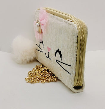 Kitten purse gold white