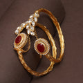Majestic Ruby & Crystal-Embellished Gold Bangles