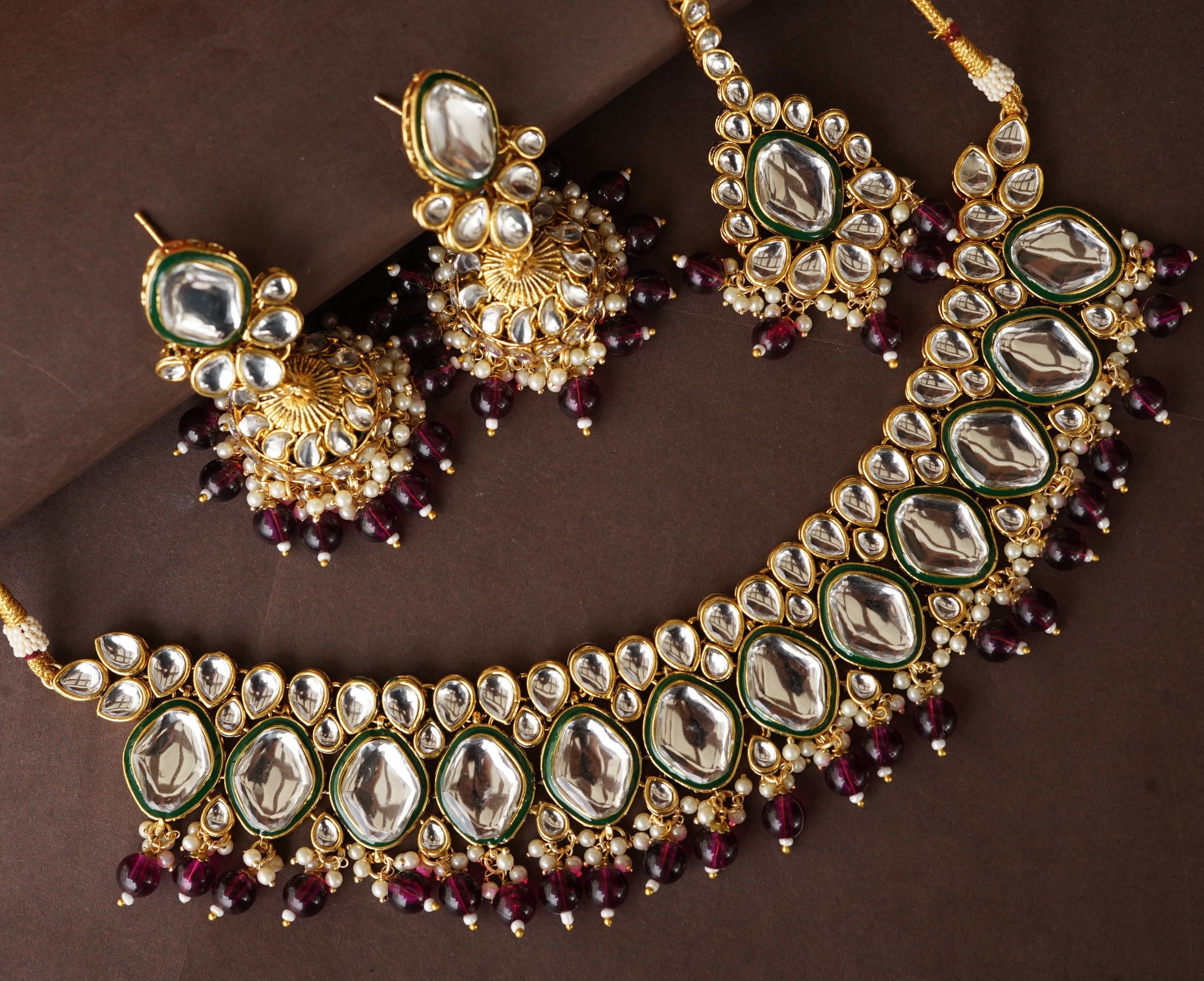 Magenta Kundan Bridal Jewelry Set