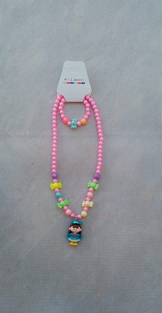 girls necklace light pink