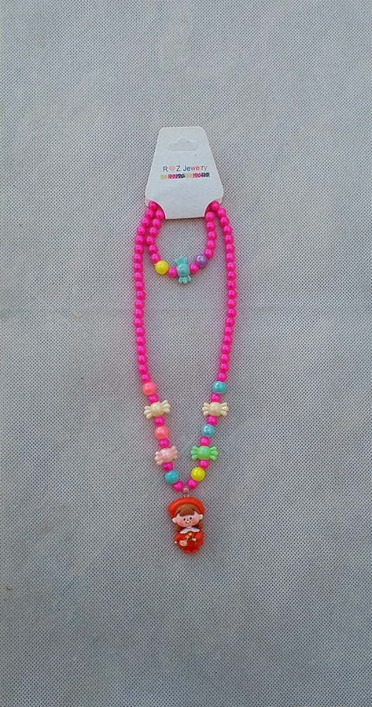 girls necklace dark pink