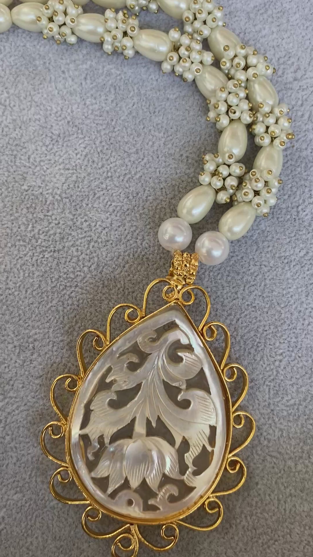 Ethereal Pearl Mala with Intricate Pendant