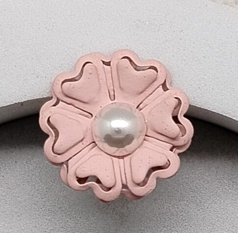 Matte Flower Adjustable Ring With Pearl