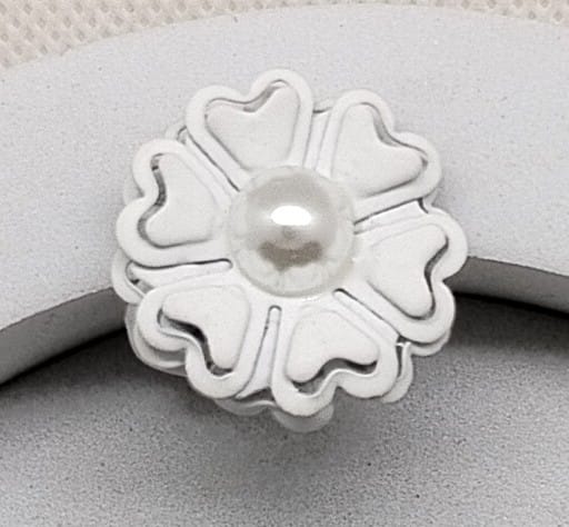 Matte Flower Adjustable Ring With Pearl